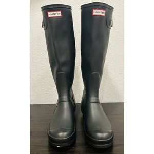 Hunter Original Tall Matte Black Back Buckle Rubber Rain Boots US 6M/7F